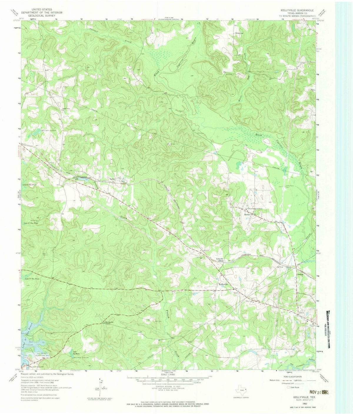 1962 Kellyville, TX - Texas - USGS Topographic Map