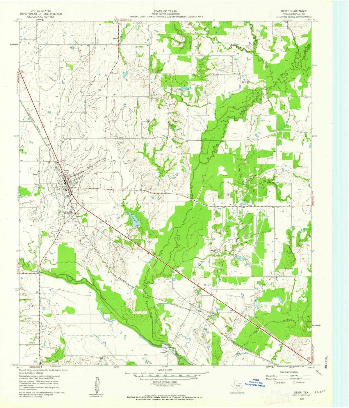 1961 Kemp, TX - Texas - USGS Topographic Map