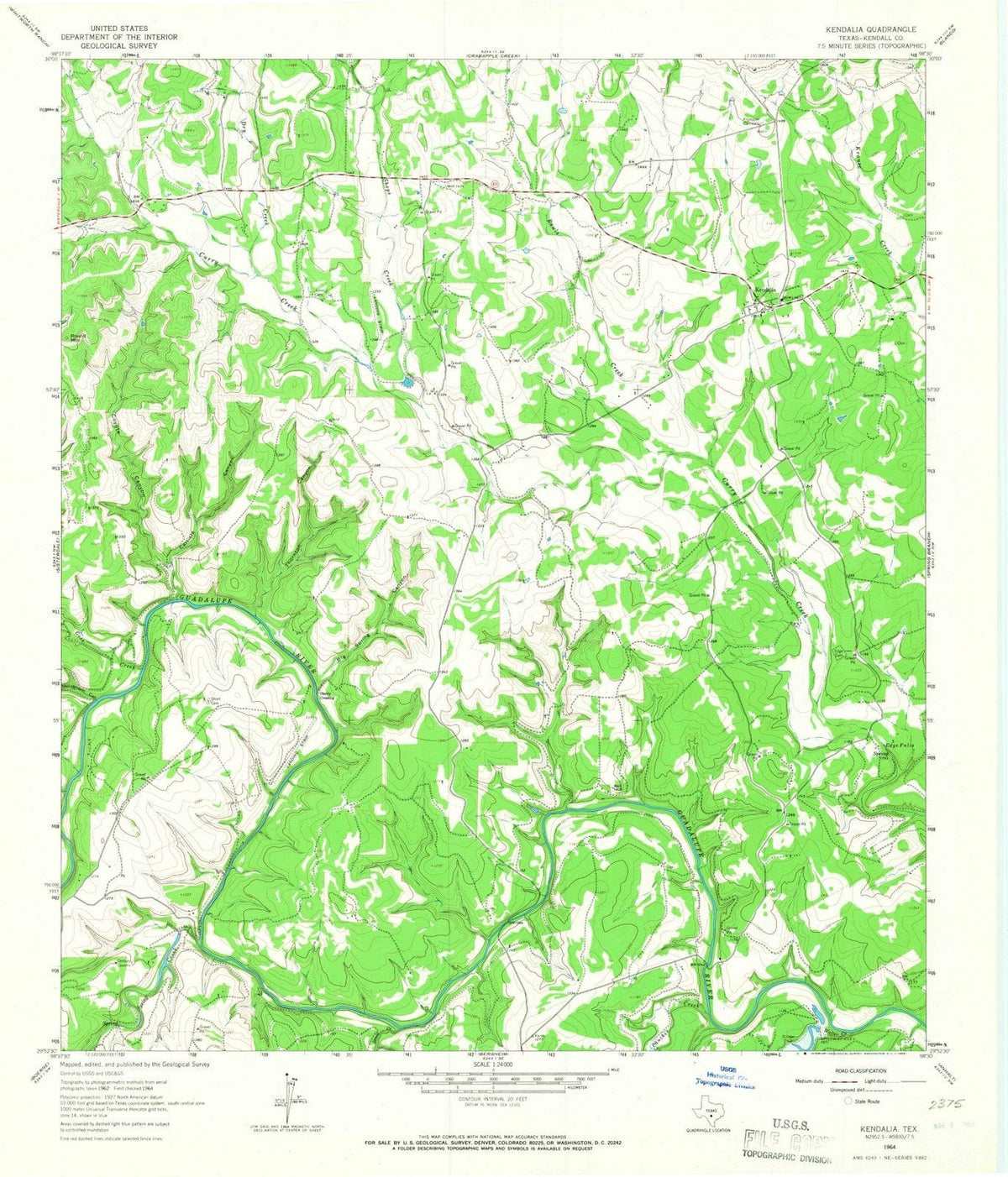 1964 Kendalia, TX - Texas - USGS Topographic Map