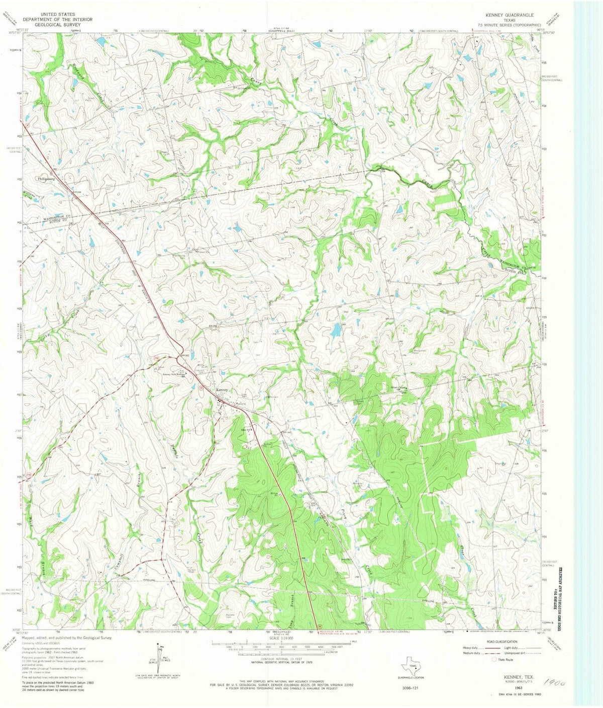 1963 Kenney, TX - Texas - USGS Topographic Map