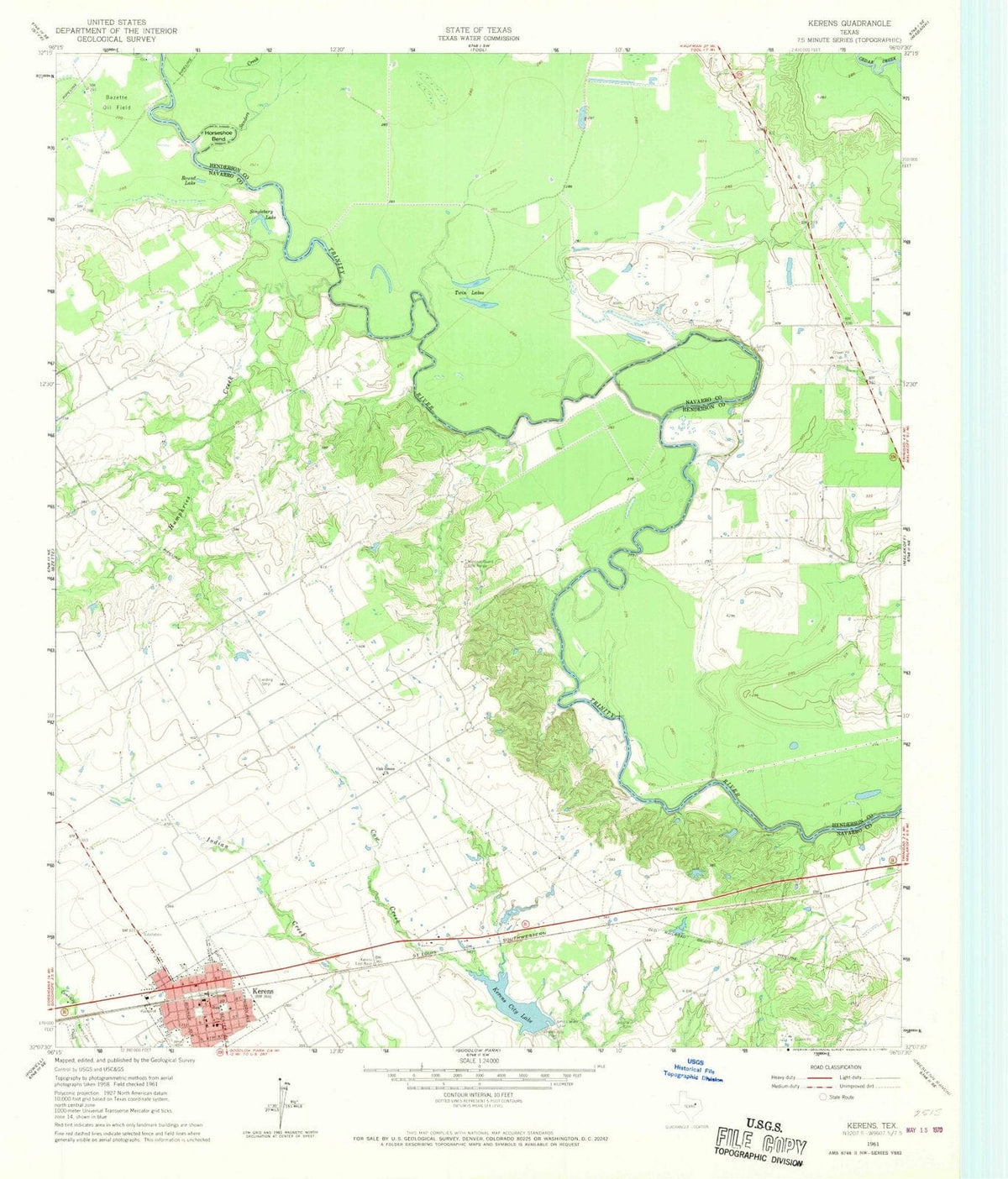 1961 Kerens, TX - Texas - USGS Topographic Map
