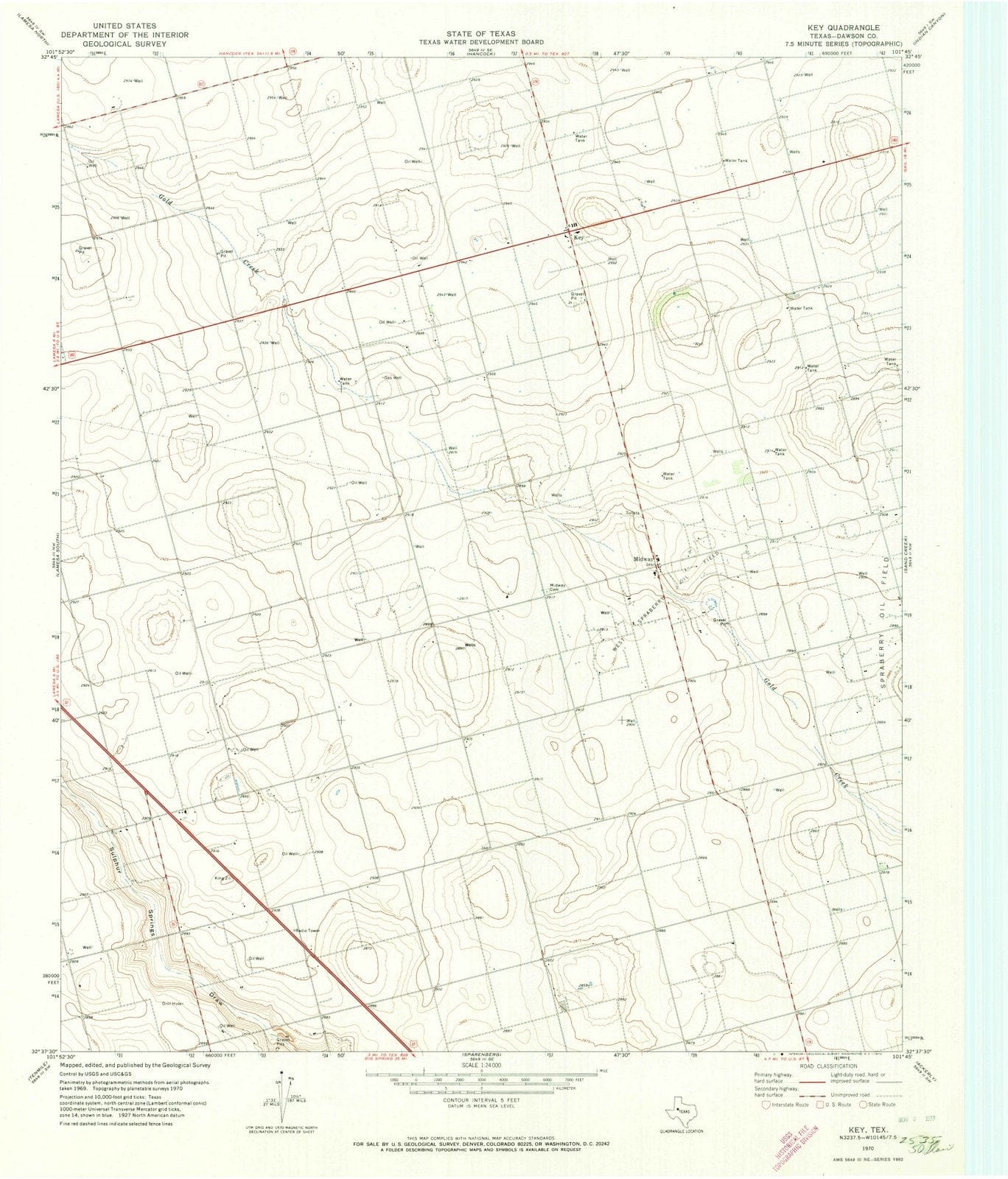 1970 Key, TX - Texas - USGS Topographic Map