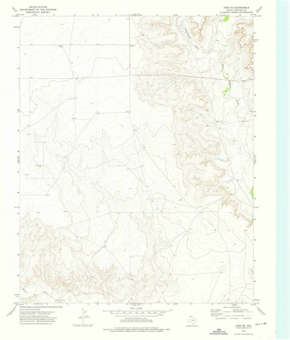 1973 King, TX - Texas - USGS Topographic Map