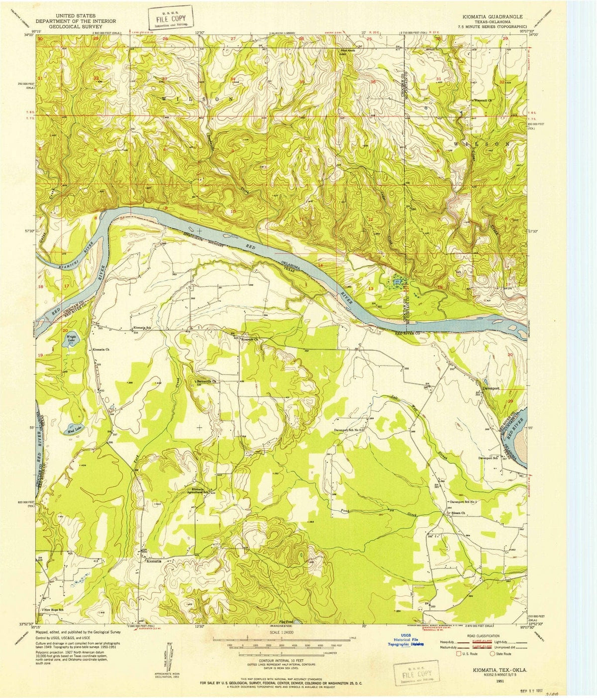 1951 Kiomatia, TX - Texas - USGS Topographic Map