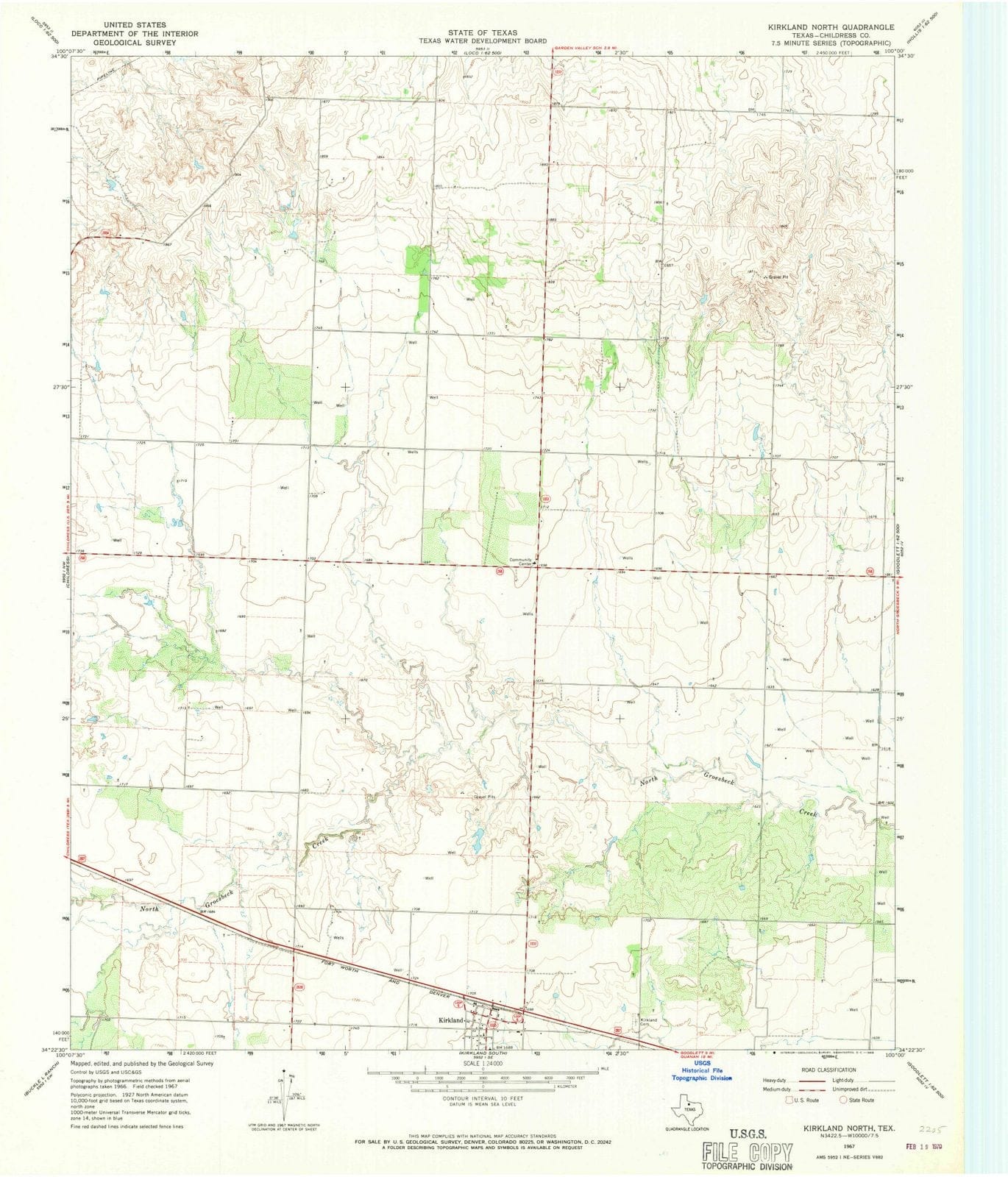 1967 Kirkland North, TX - Texas - USGS Topographic Map