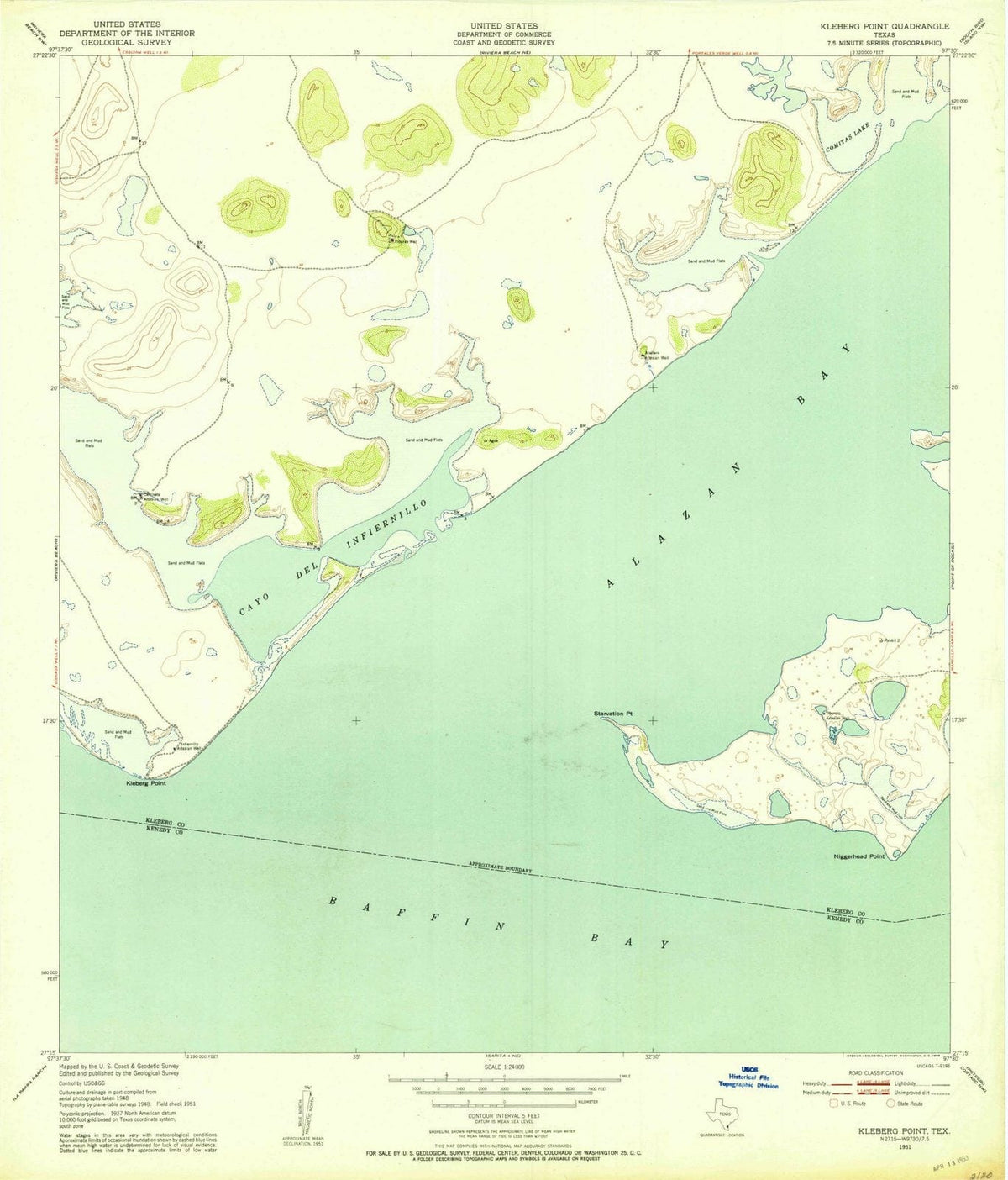 1951 Kleberg Point, TX - Texas - USGS Topographic Map