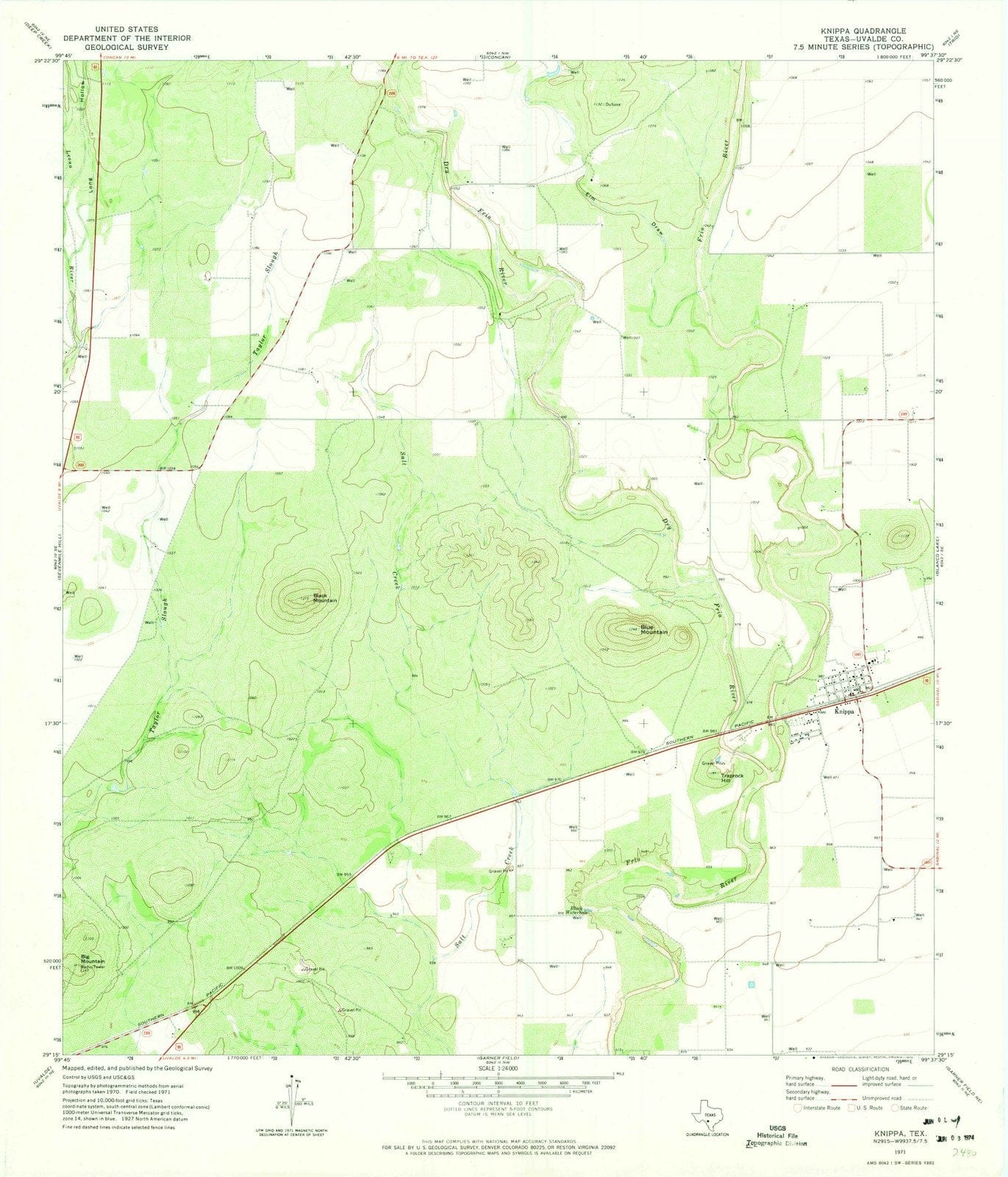 1971 Knippa, TX - Texas - USGS Topographic Map