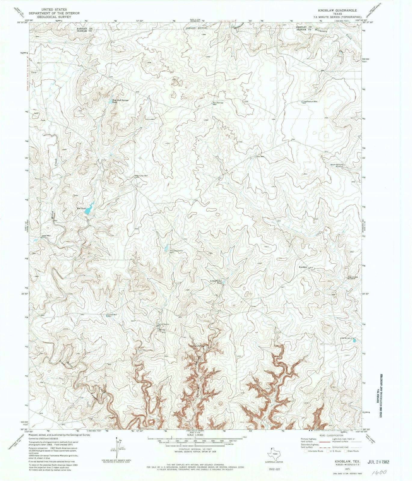 1971 Knoblaw, TX - Texas - USGS Topographic Map