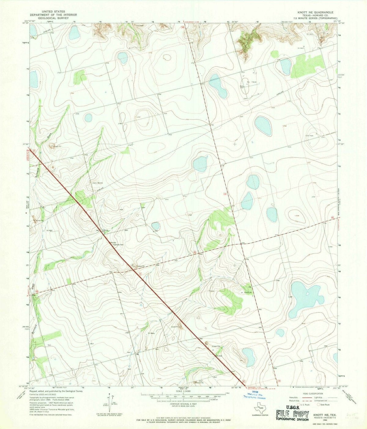 1966 Knott, TX - Texas - USGS Topographic Map
