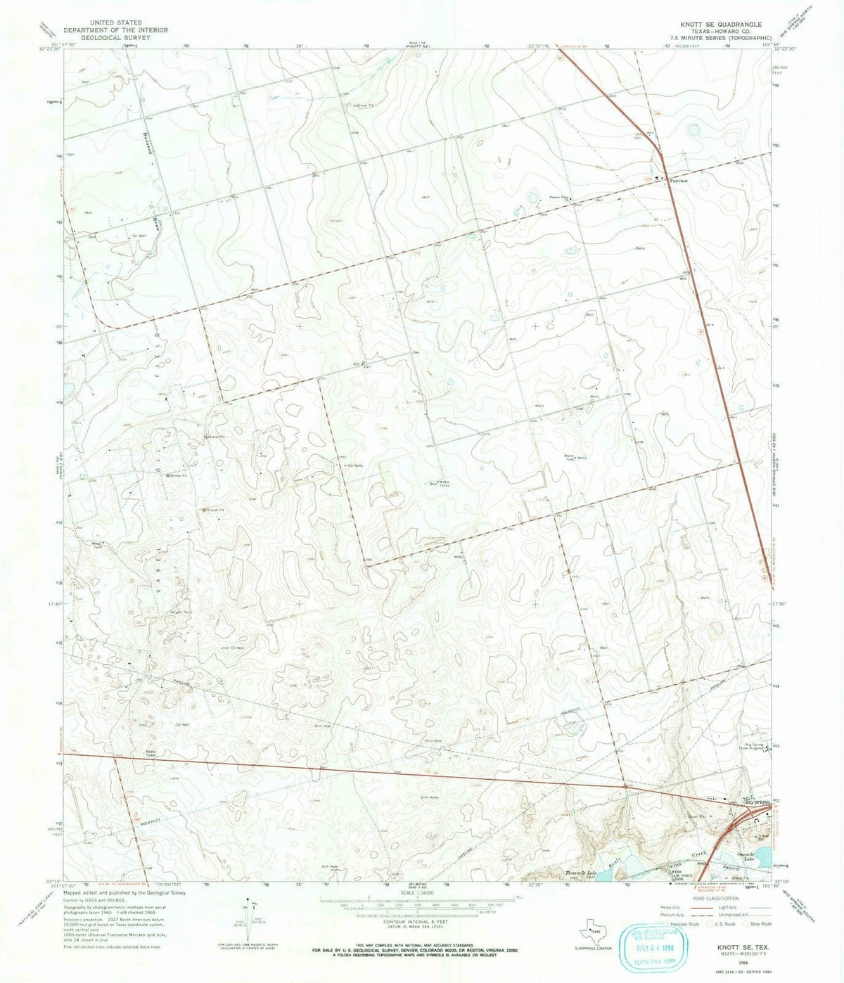 1966 Knott, TX - Texas - USGS Topographic Map v2