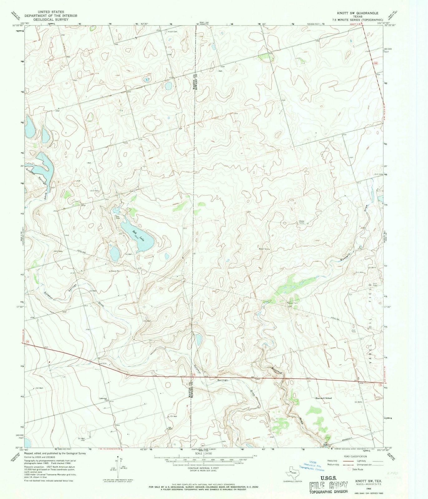 1966 Knott, TX - Texas - USGS Topographic Map v3