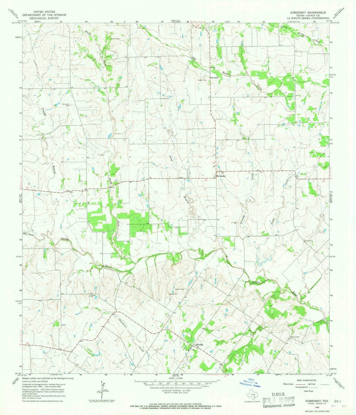 1965 Komensky, TX - Texas - USGS Topographic Map