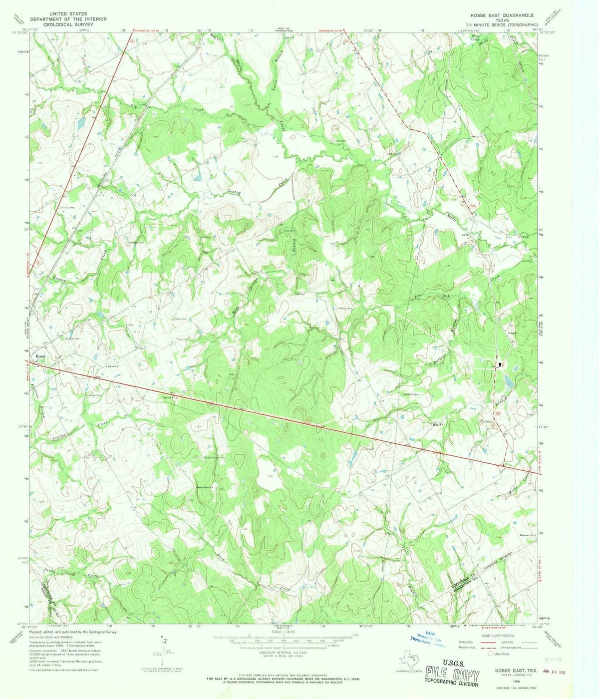 1966 Kosse East, TX - Texas - USGS Topographic Map