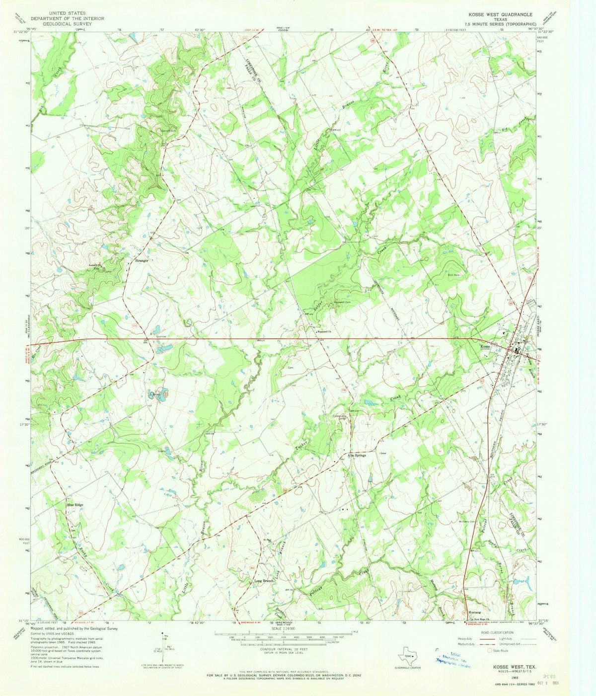 1965 Kosse West, TX - Texas - USGS Topographic Map