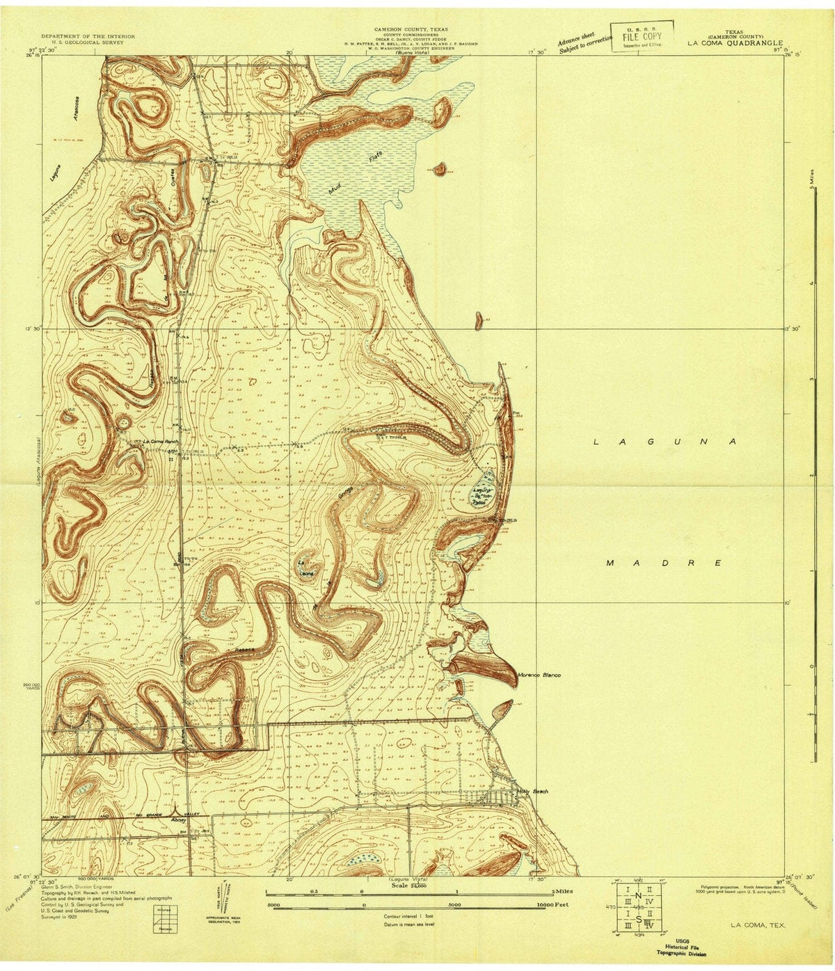 1929 La Coma, TX - Texas - USGS Topographic Map