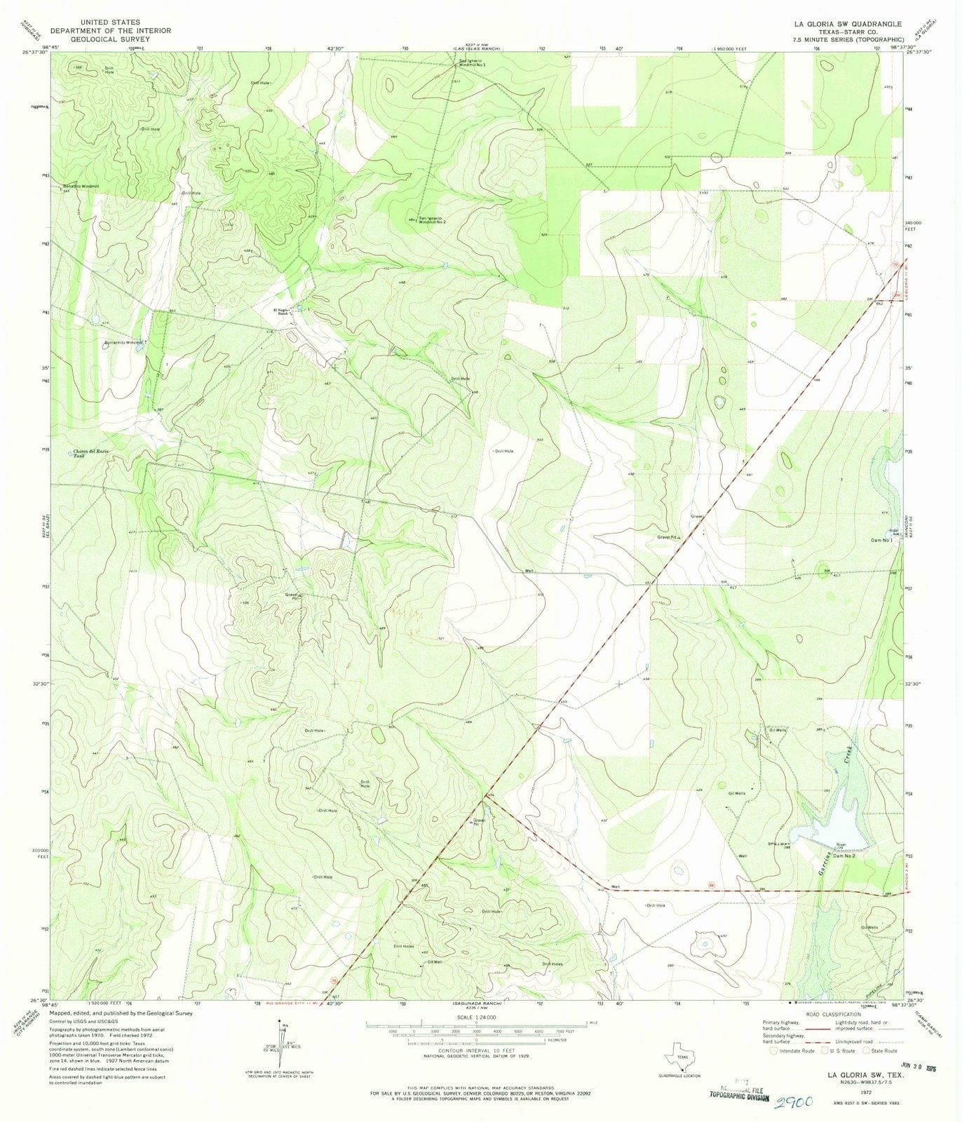 1972 La Gloria, TX - Texas - USGS Topographic Map