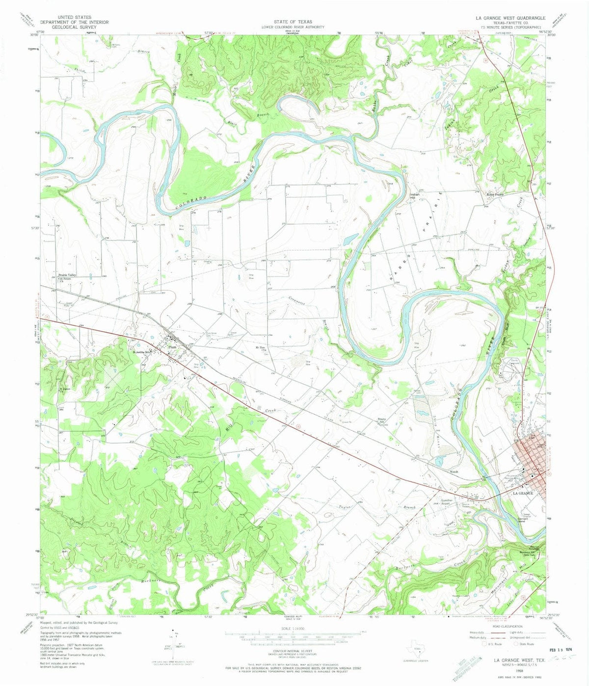1958 La Grange West, TX - Texas - USGS Topographic Map