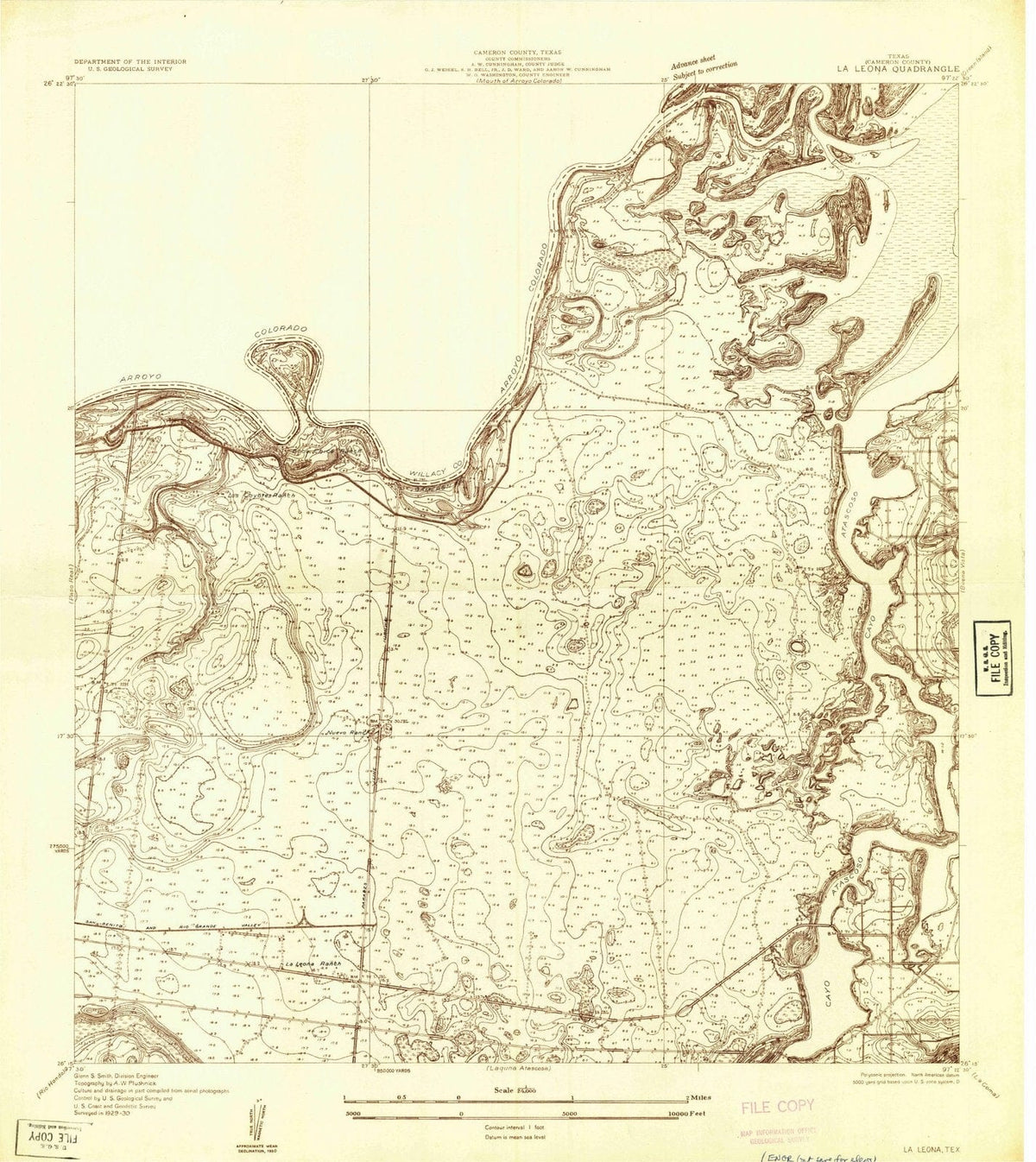 1930 La Leona, TX - Texas - USGS Topographic Map
