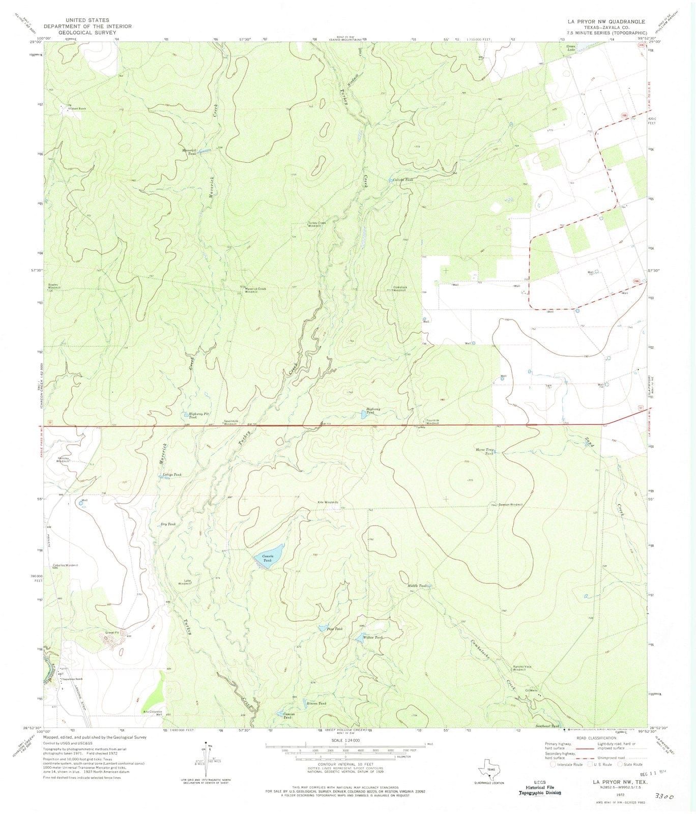 1972 La Pryor, TX - Texas - USGS Topographic Map