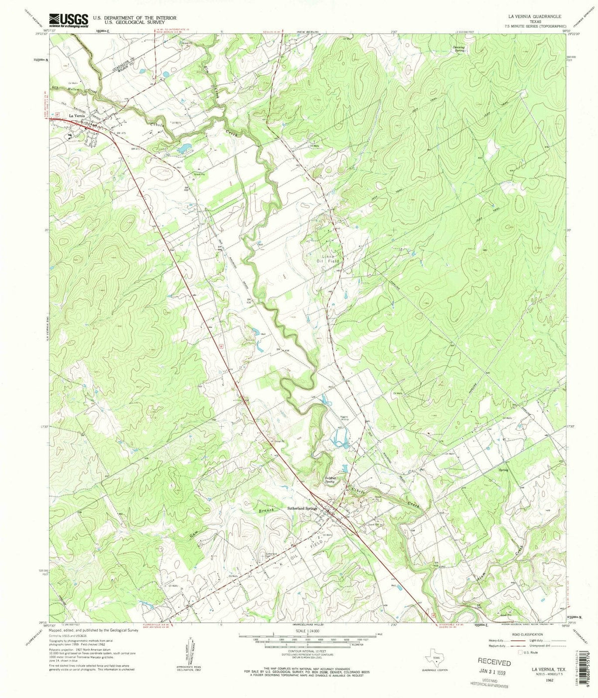 1962 La Vernia, TX - Texas - USGS Topographic Map
