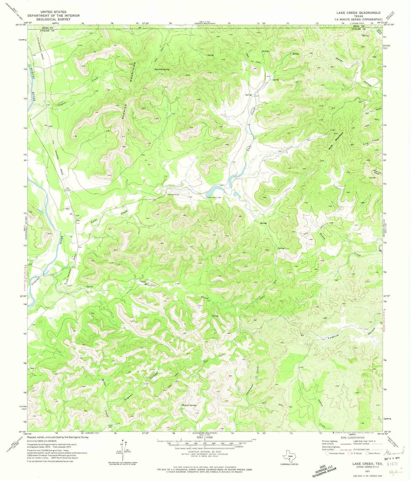 1971 Lake Creek, TX - Texas - USGS Topographic Map