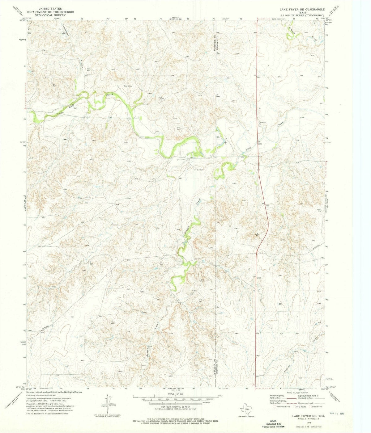 1973 Lake Fryer, TX - Texas - USGS Topographic Map