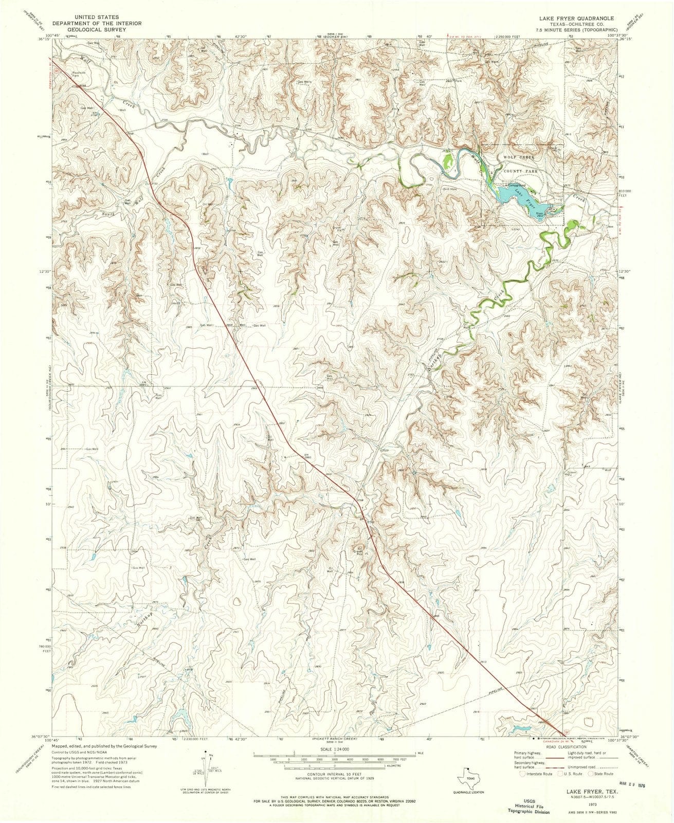 1973 Lake Fryer, TX - Texas - USGS Topographic Map v2