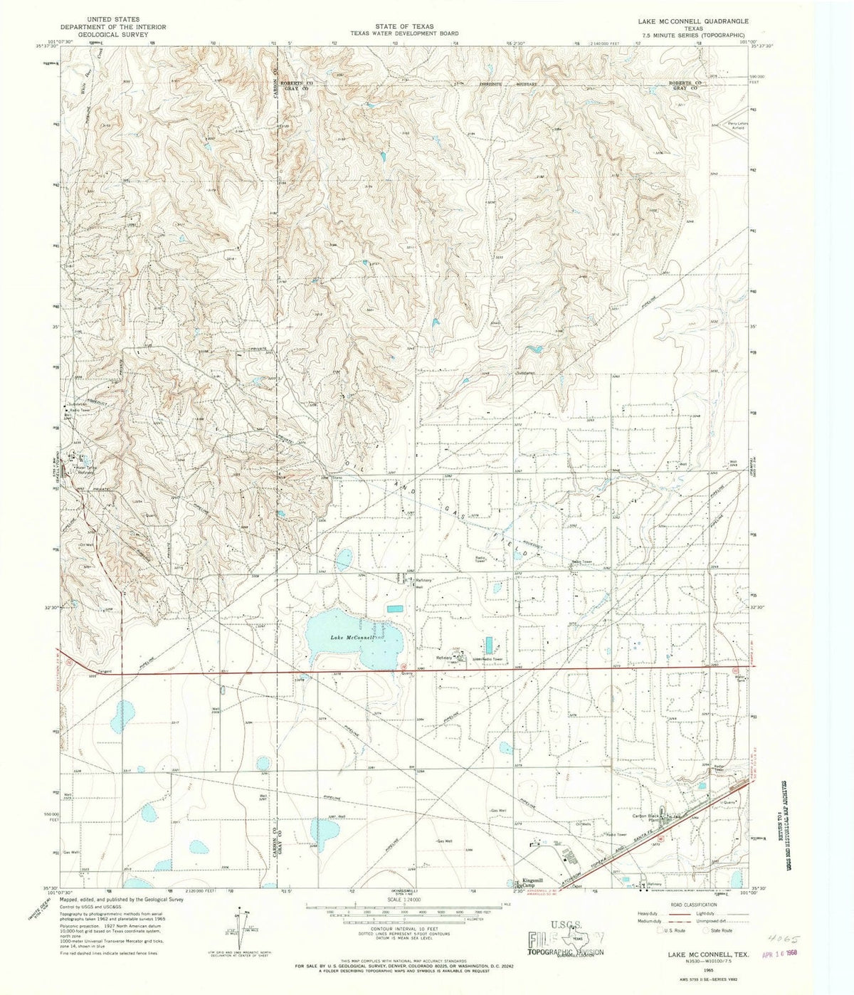 1965 Lake Mc Connell, TX - Texas - USGS Topographic Map