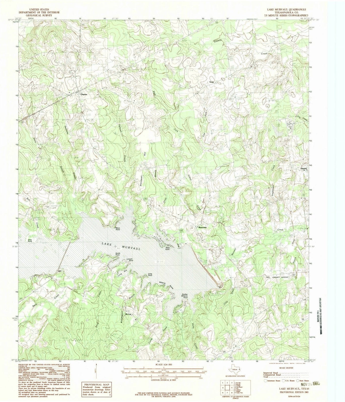 1983 Lake Murvaul, TX - Texas - USGS Topographic Map