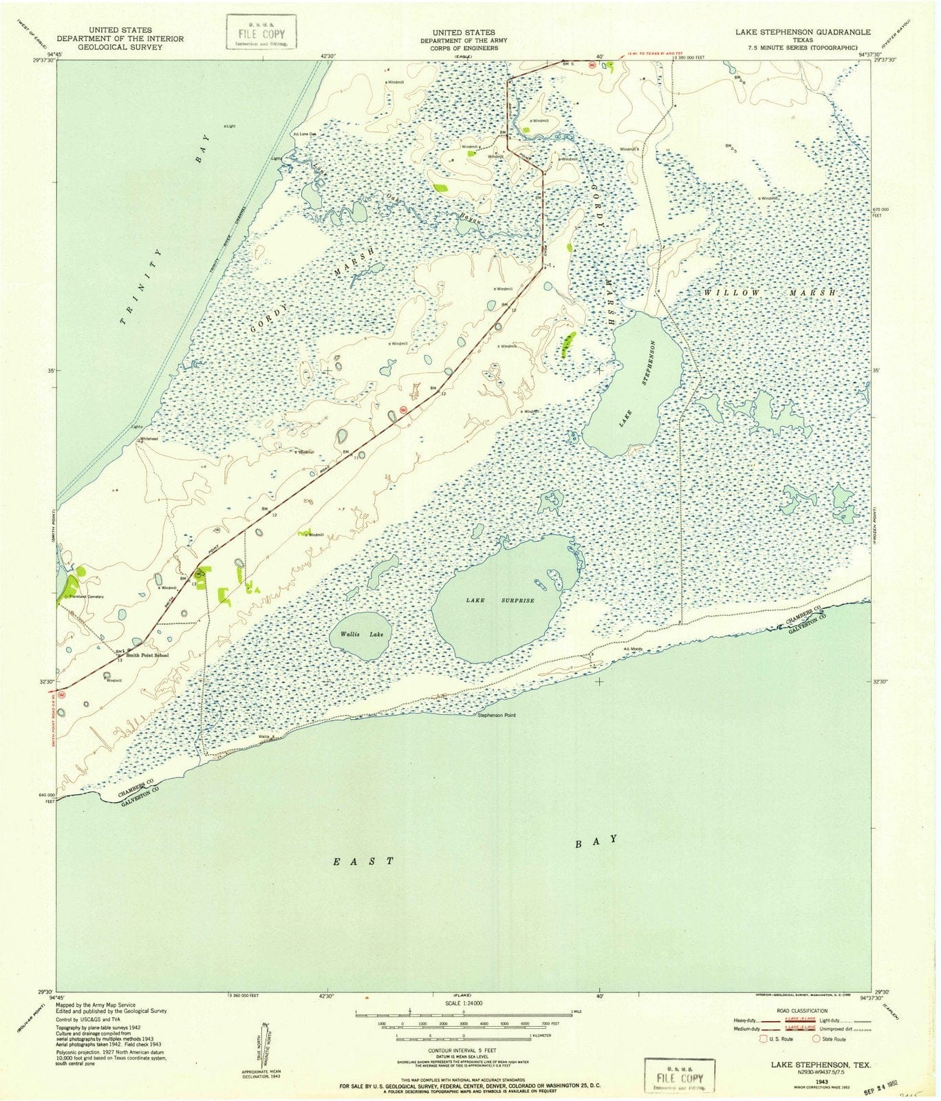 1943 Lake Stephenson, TX - Texas - USGS Topographic Map