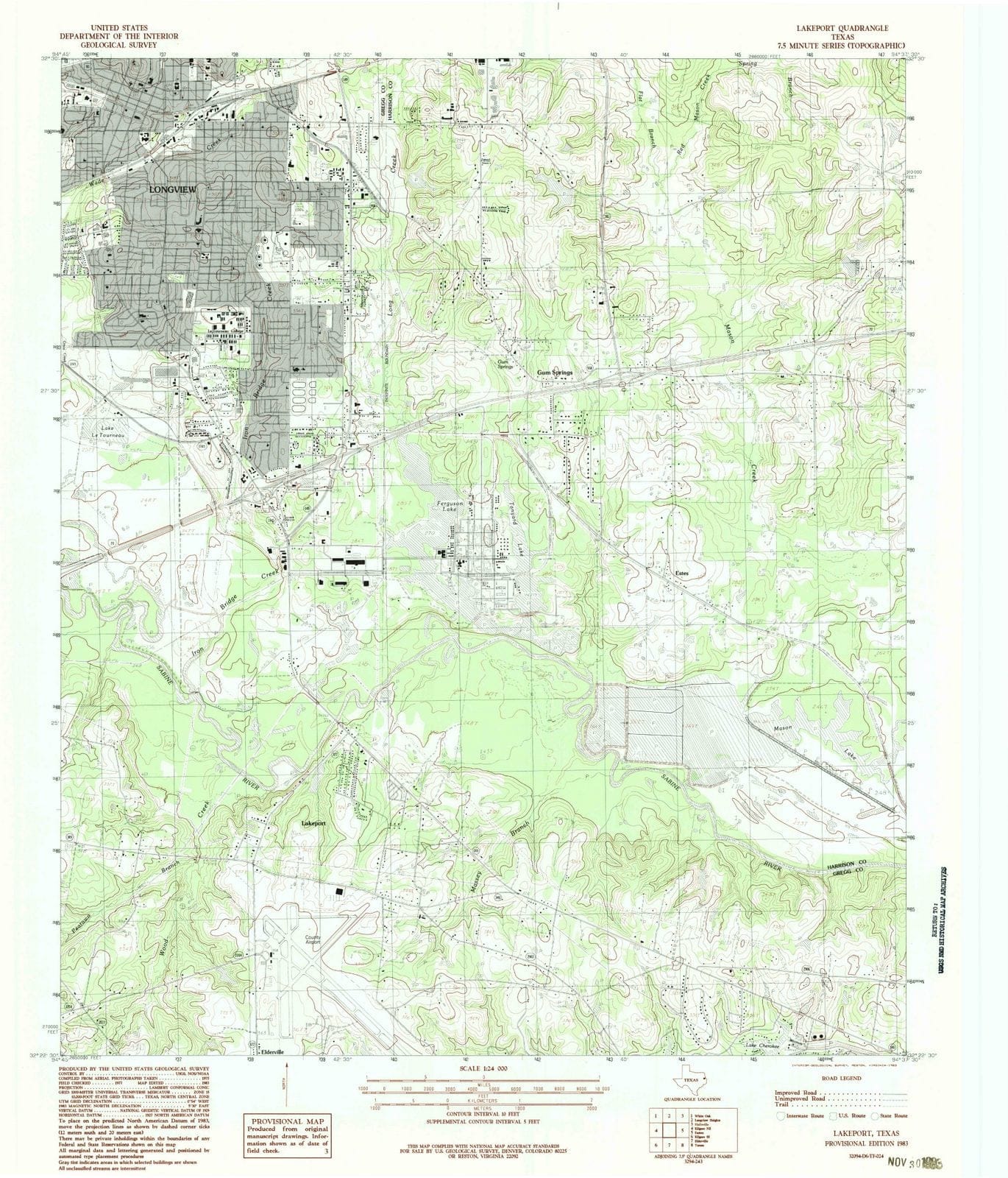 1983 Lakeport, TX - Texas - USGS Topographic Map