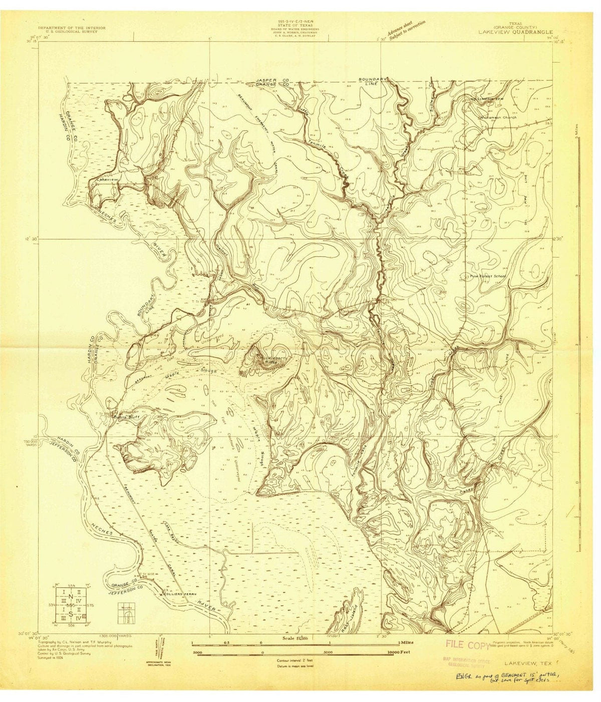 1926 Lakeview, TX - Texas - USGS Topographic Map
