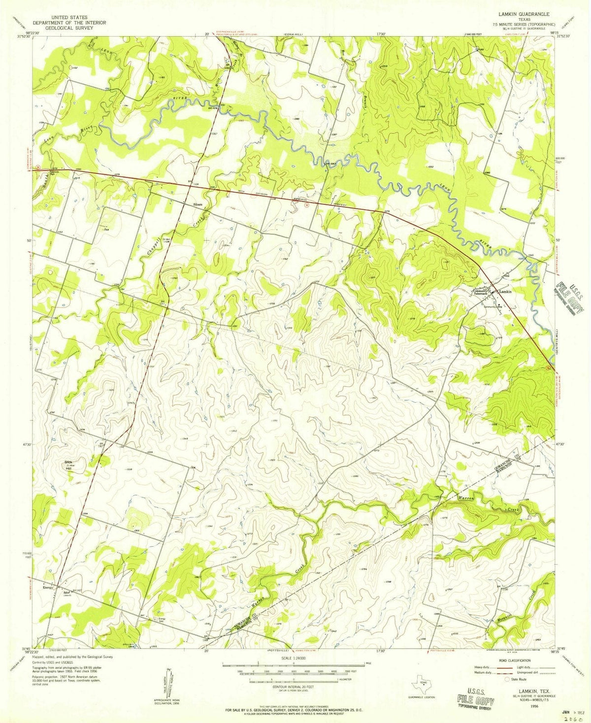 1956 Lamkin, TX - Texas - USGS Topographic Map