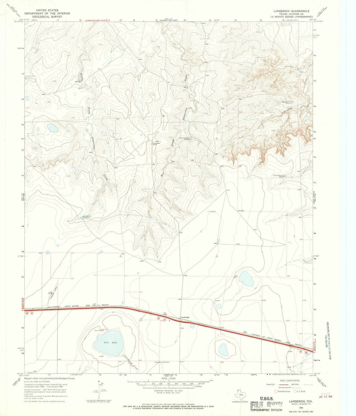 1966 Landergin, TX - Texas - USGS Topographic Map
