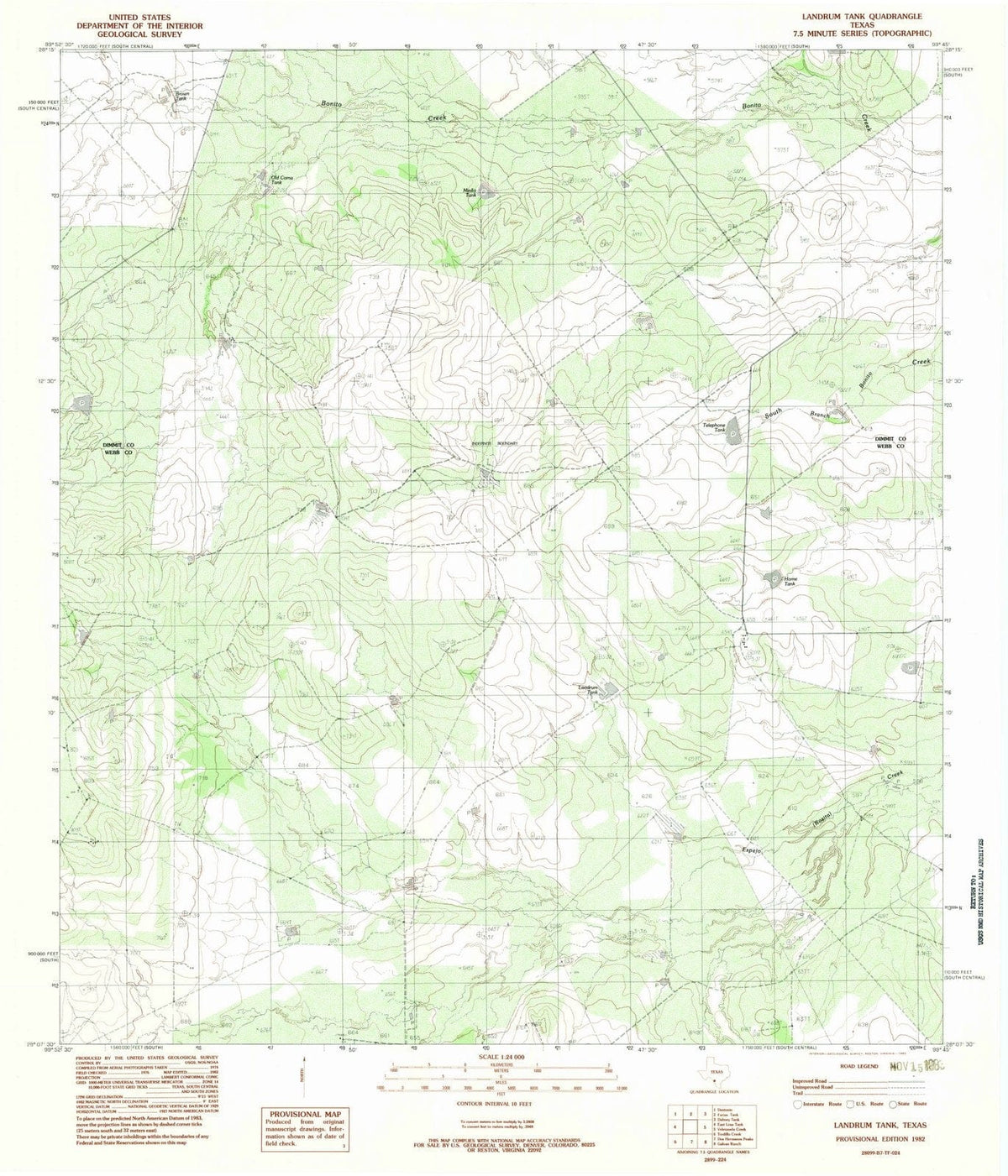 1982 Landrum Tank, TX - Texas - USGS Topographic Map