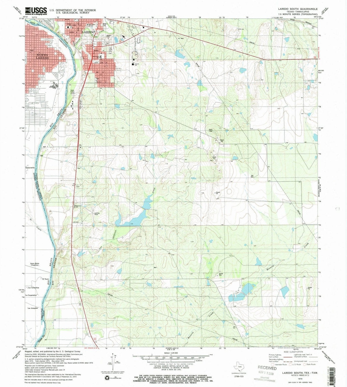 1979 Laredo South, TX - Texas - USGS Topographic Map
