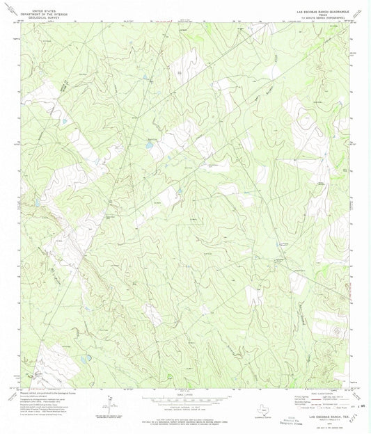 1972 Las Escobas Ranch, TX - Texas - USGS Topographic Map