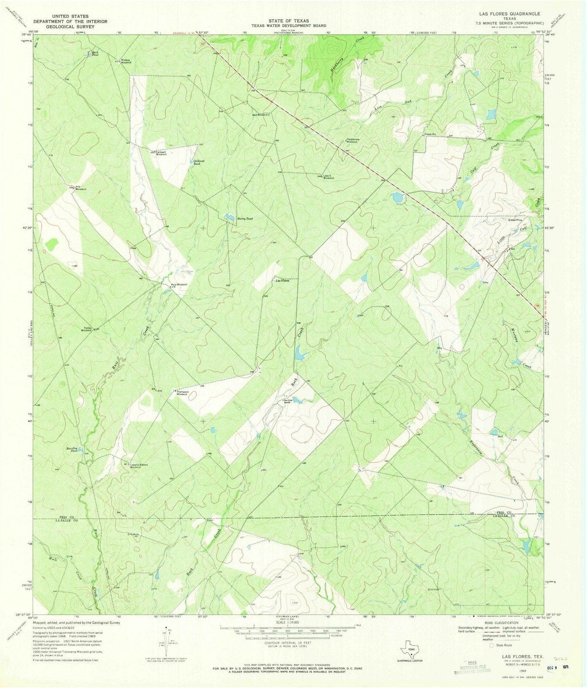 1969 Las Flores, TX - Texas - USGS Topographic Map