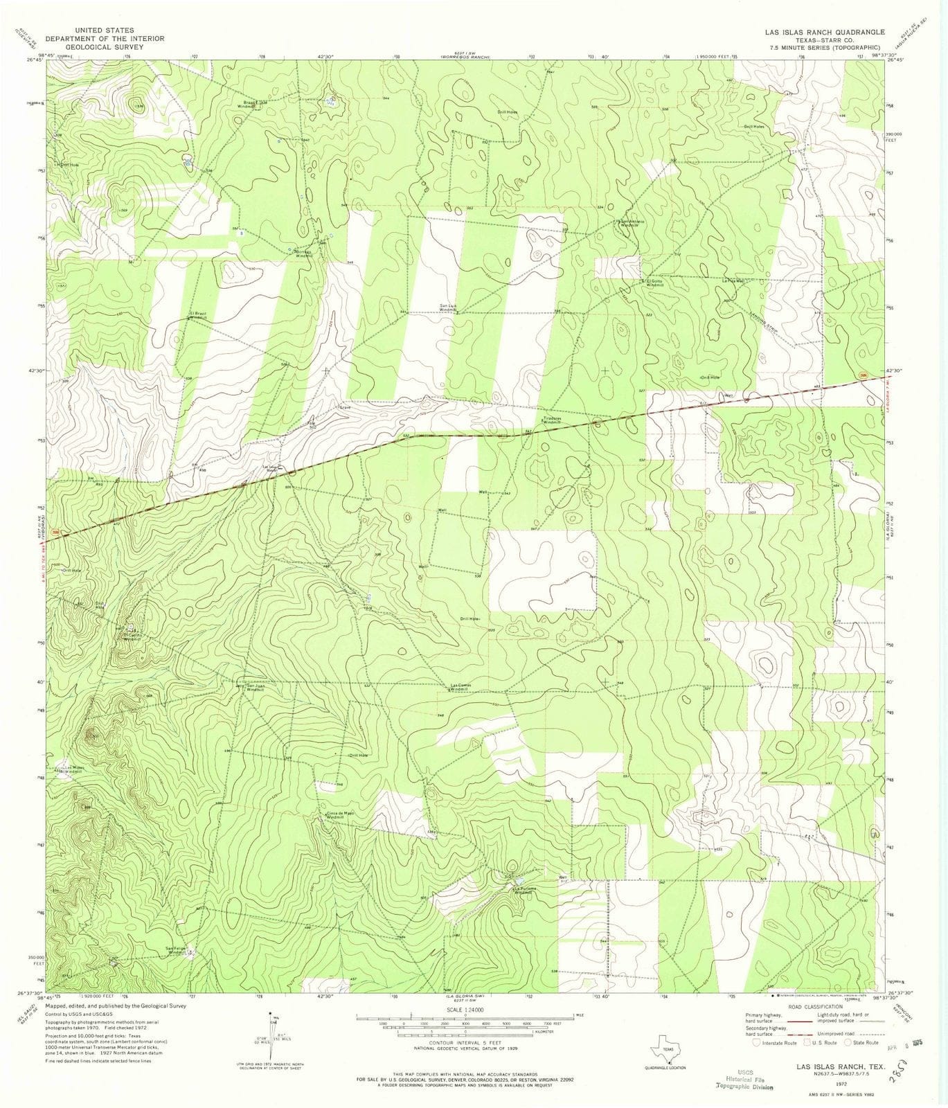 1972 Las Islas Ranch, TX - Texas - USGS Topographic Map