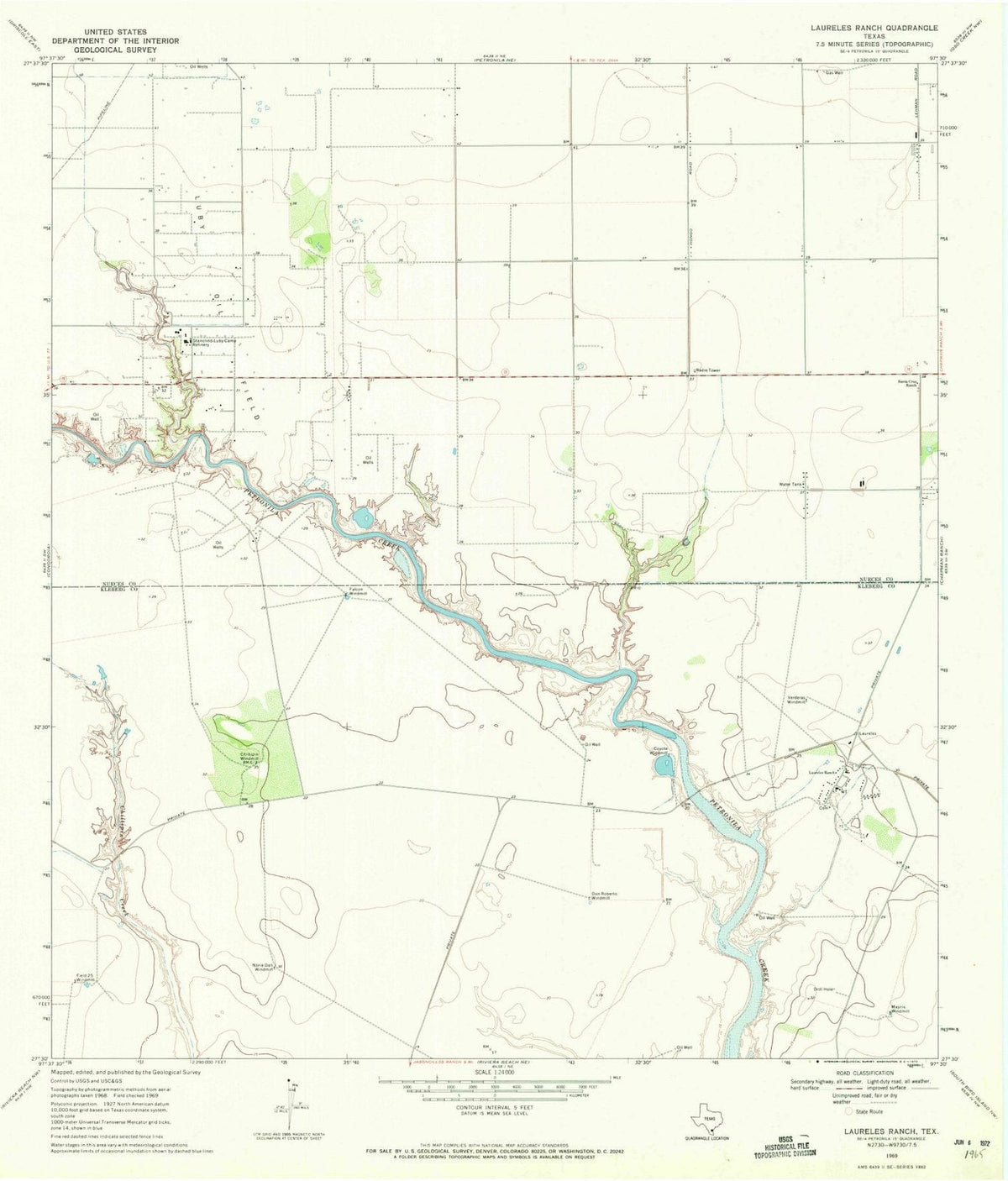 1969 Laureles Ranch, TX - Texas - USGS Topographic Map