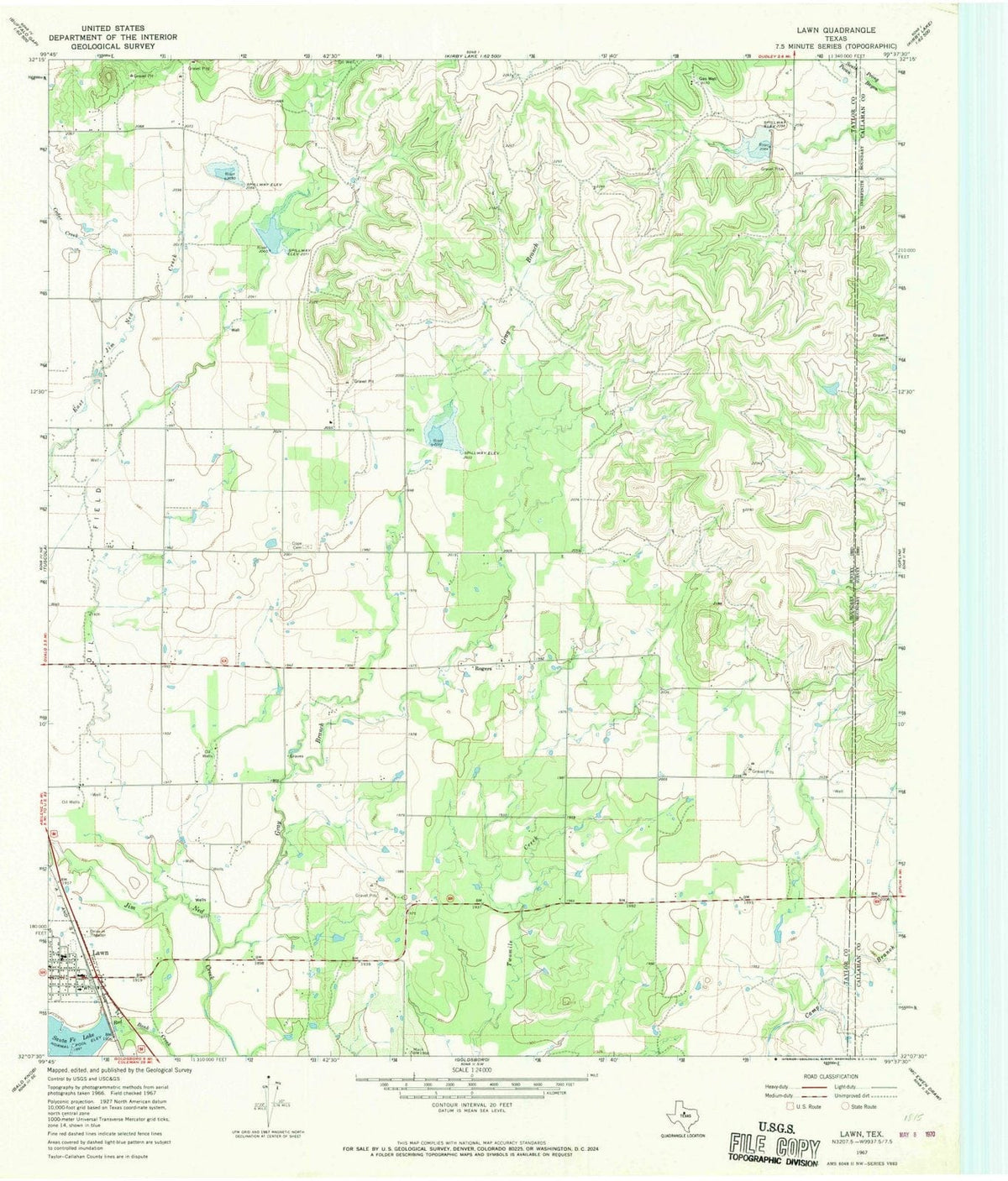 1967 Lawn, TX - Texas - USGS Topographic Map