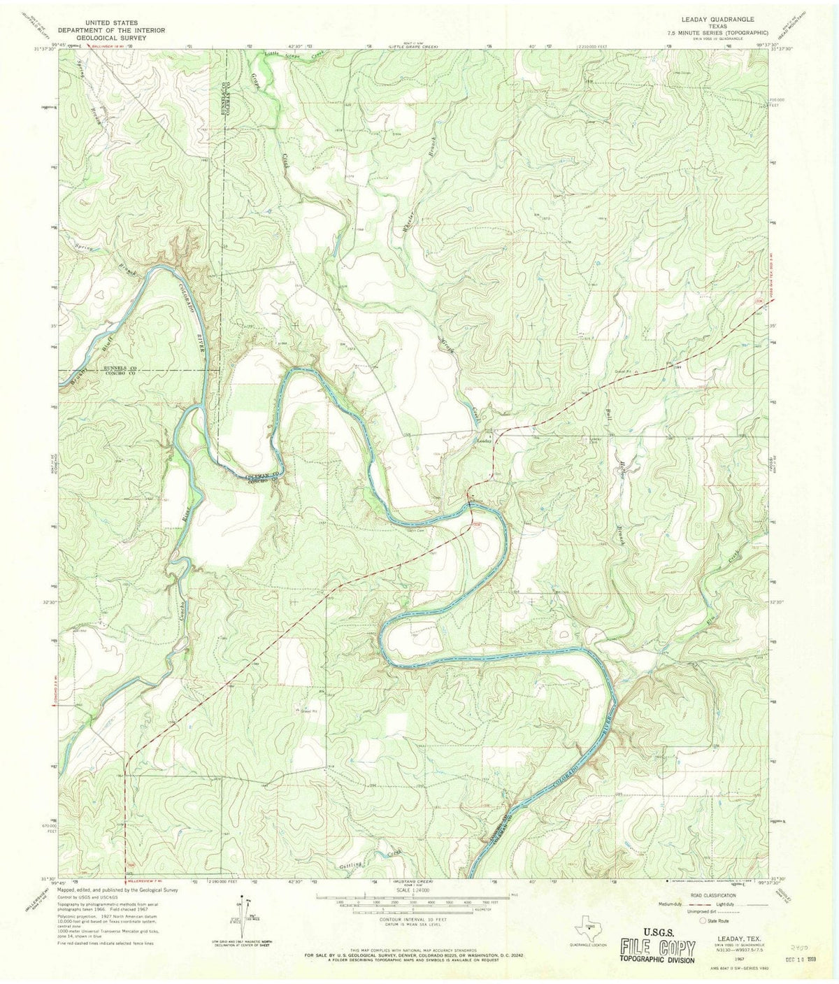 1967 Leaday, TX - Texas - USGS Topographic Map