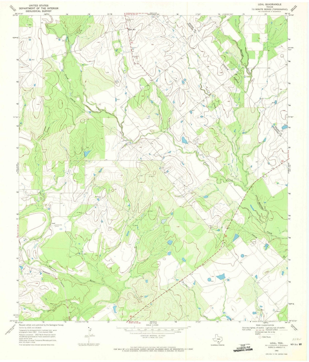 1968 Leal, TX - Texas - USGS Topographic Map