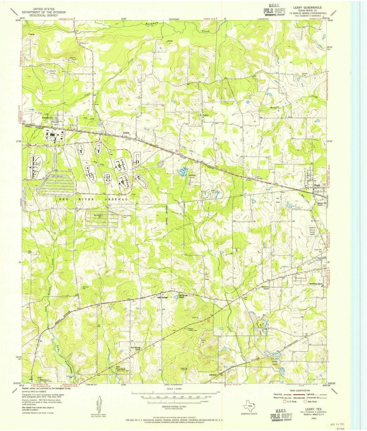 1954 Leary, TX - Texas - USGS Topographic Map