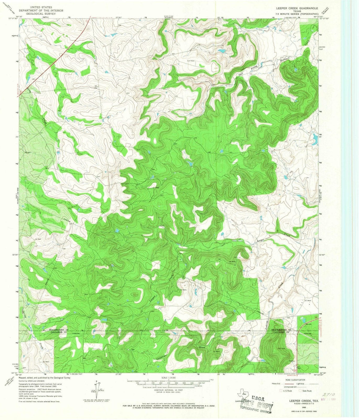 1965 Leeper Creek, TX - Texas - USGS Topographic Map