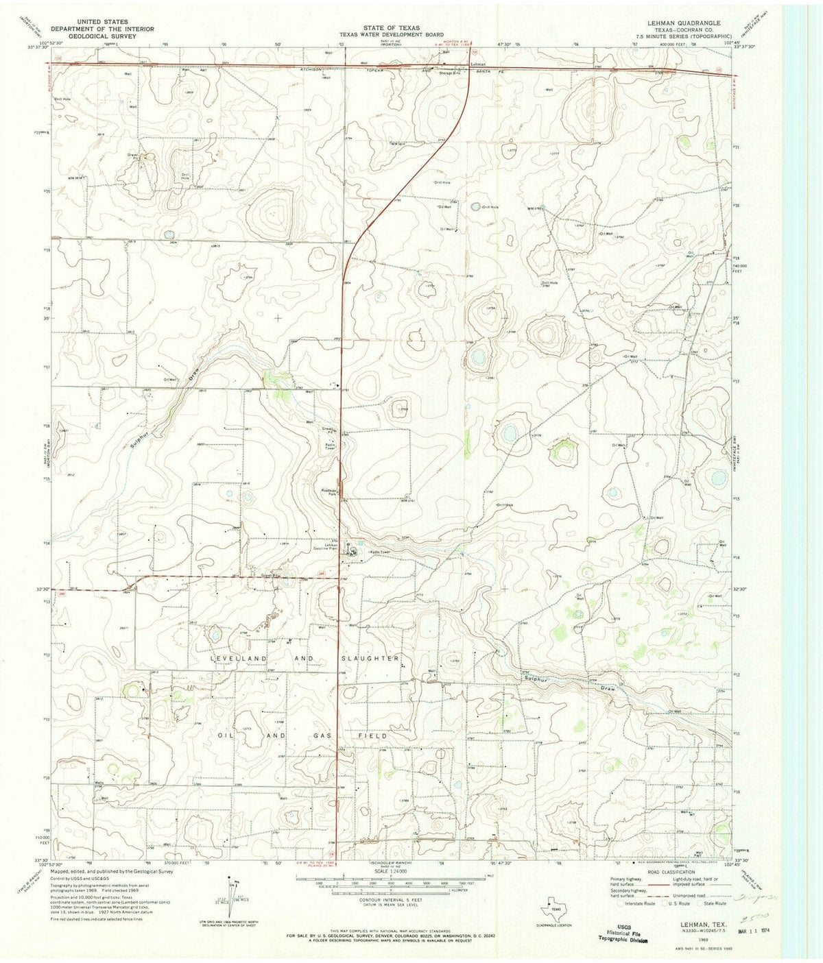 1969 Lehman, TX - Texas - USGS Topographic Map