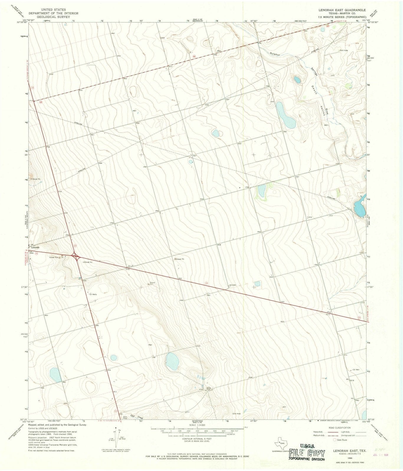 1966 Lenorah East, TX - Texas - USGS Topographic Map