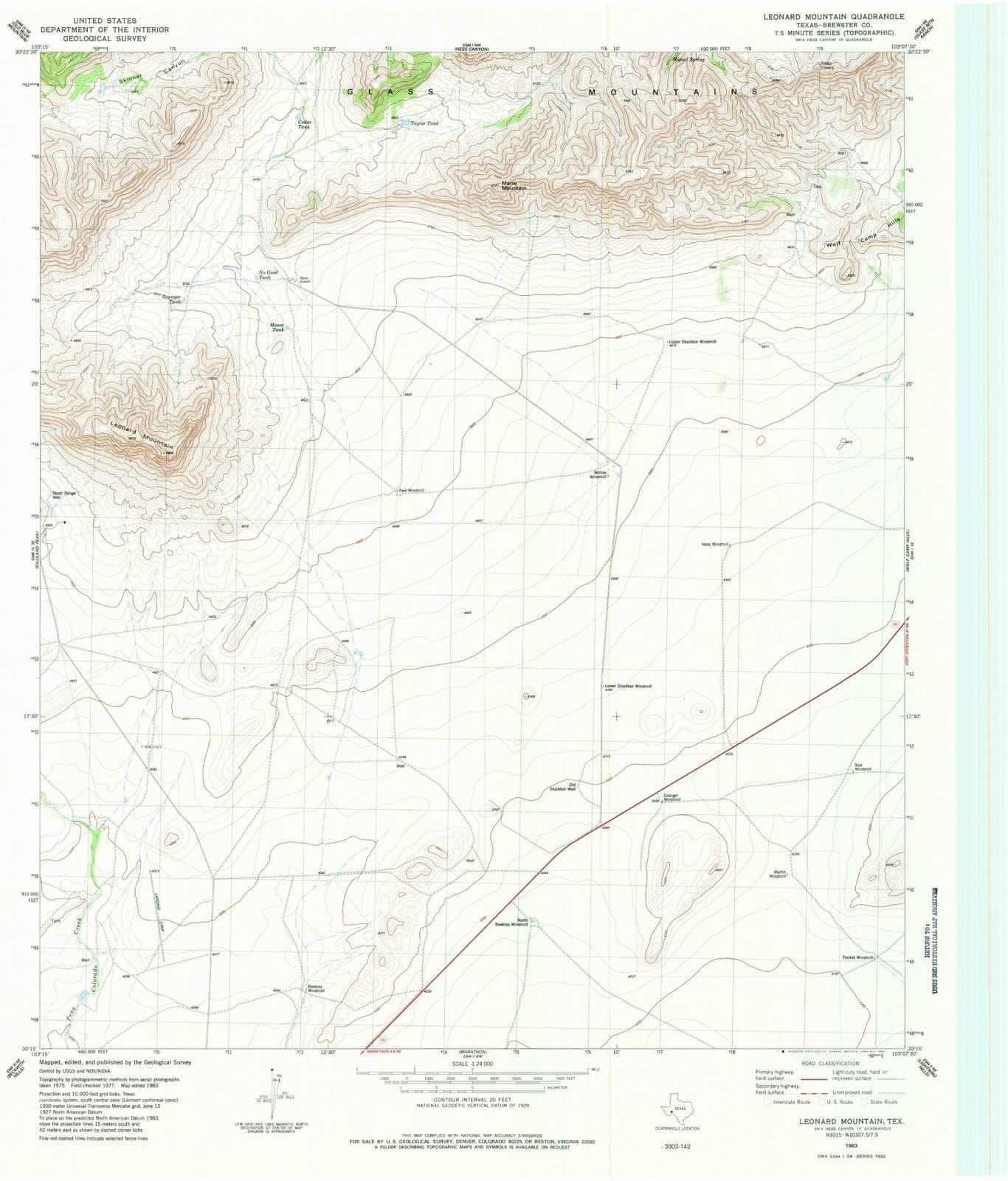 1983 Leonard Mountain, TX - Texas - USGS Topographic Map