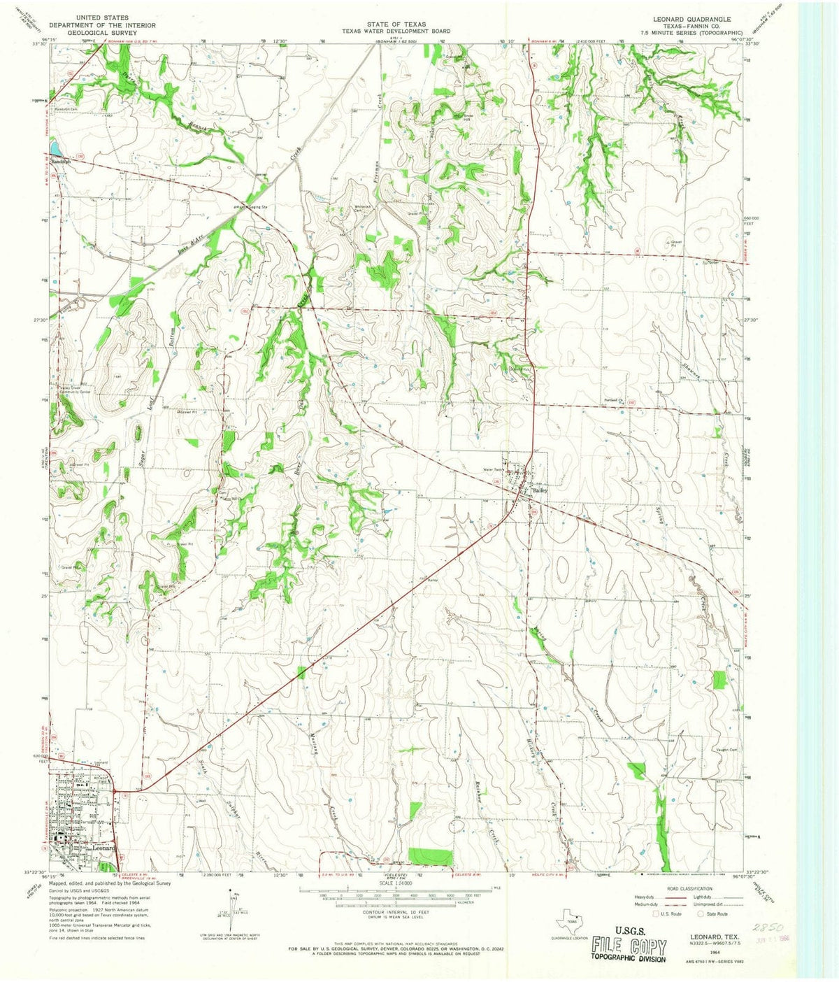 1964 Leonard, TX - Texas - USGS Topographic Map