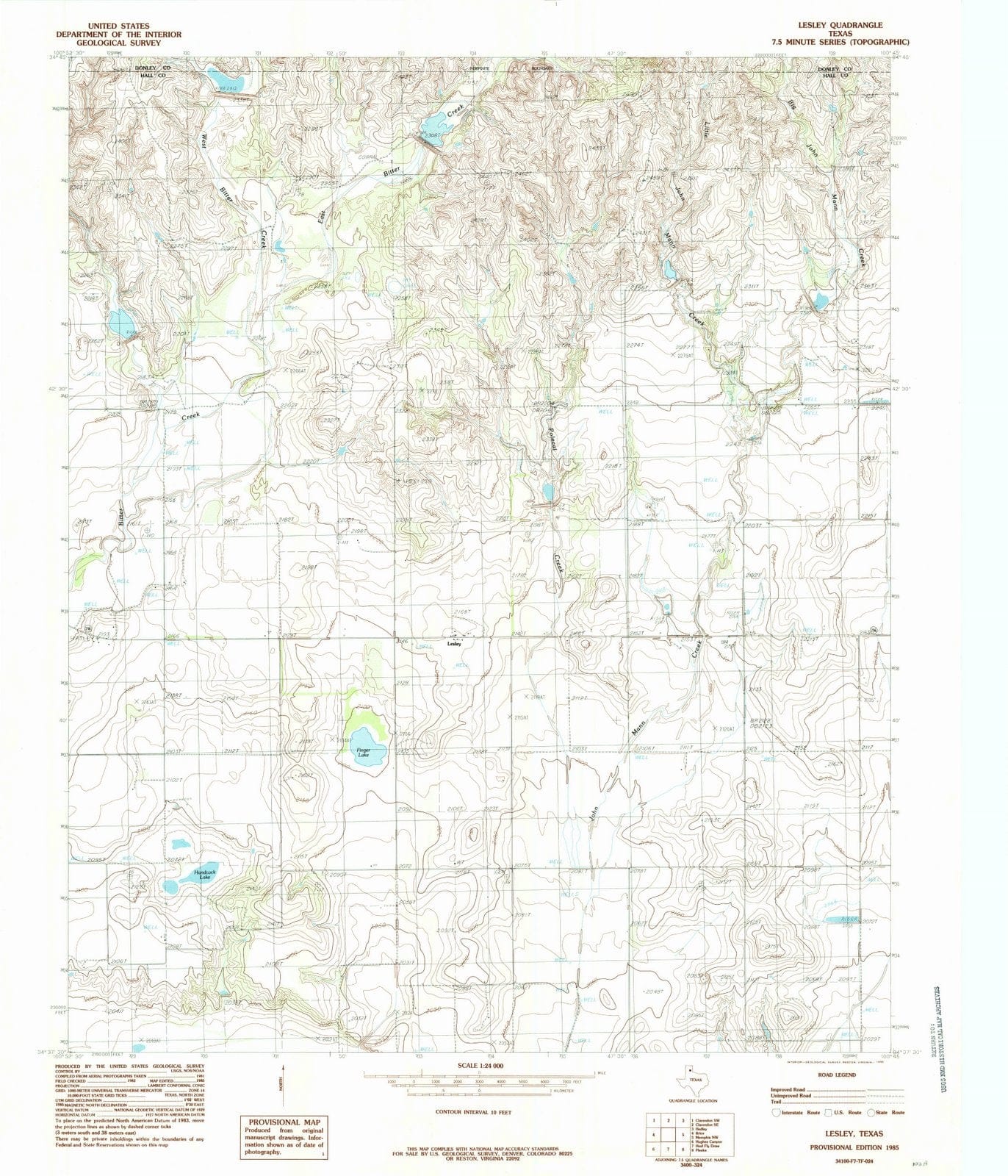 1985 Lesley, TX - Texas - USGS Topographic Map
